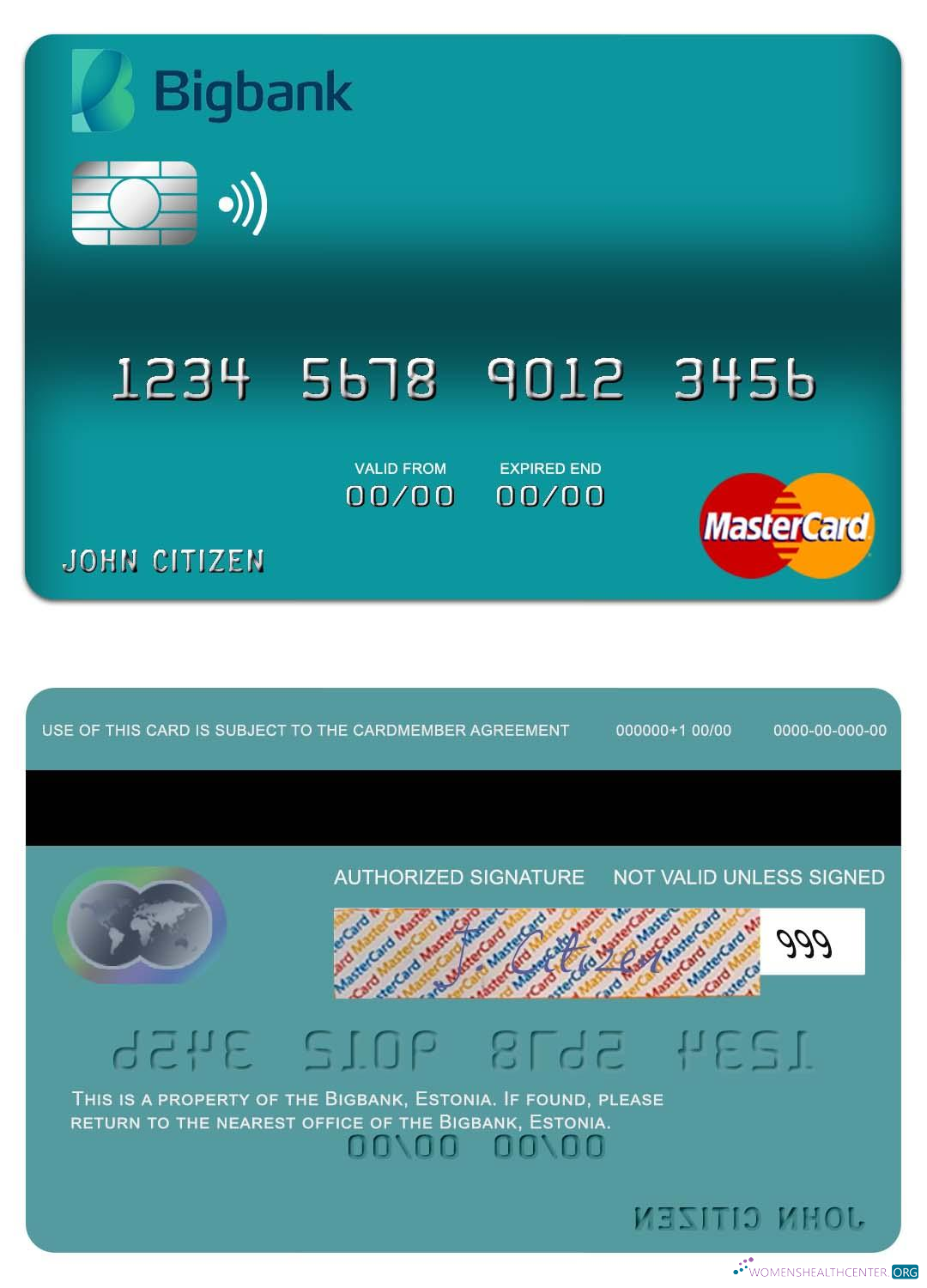Download Estonia Bigbank mastercard Photoshop template